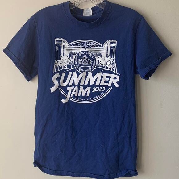 Blue tshirt featuring summer jam - Picture 1 of 6
